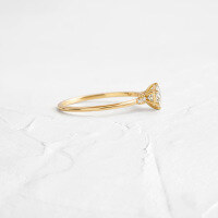 wholesale S925 Sterling Silver Classic Six-Prong Zircon Engagement Ring for Women, Trendy and Niche Ins Style-Gold No. 8