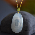 wholesale Gold-plated 925 Silver Antique Style Jasper Buckle, Ice-Type White Chalcedony Buddha Head, and Agate Pendant Necklace for Women-0-0