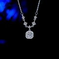 S925 Sterling Silver Moissanite Square Pendant Necklace, Live Stream Hot Seller-0-0