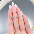 wholesale Metal: 925 Sterling Silver Plated with White Gold Style: New Small and Exquisite Single Diamond Round Stud Earrings Set with 50mm Zircon, Versatile Design-0-3