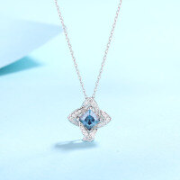 wholesale PT950 gold-plated 925 sterling silver necklace with full moissanite cross star pendant, factory wholesale gift in stock-1 carat blue moissanite &gt; 925 silver