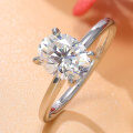 wholesale 925 Sterling Silver Cross-Border Hot-Selling 2-Carat Oval Pigeon Egg Shape Moissanite Ring Women's Fashion Wedding Ring Wholesale-0-1
