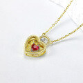 wholesale S925 Sterling Silver Red Corundum Small Red Heart Necklace for Women, High-End Birthday Gift, Xiaohongshu Live Stream Item-0-2
