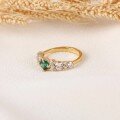 wholesale S925 Sterling Silver Red Elk Vintage High-End Exquisite Green Zircon Ring for Women, French Row Ring, European and American Fashion Ring-0-3
