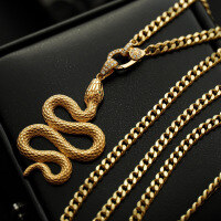 wholesale S925 Sterling Silver Red Elk All-Over Spiritual Snake Necklace for Women, Vintage Gold-Toned Exaggerated Serpent Collarbone Chain-BX0342-Gold 925 Silver