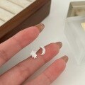 wholesale S925 Sterling Silver Star and Moon Ear Studs Women Korean Dongdaemun Ins Versatile Light Luxury Small and Chic Earrings-0-3