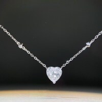 wholesale S925 Sterling Silver Ice-Cut Flower Necklace for Women, Heart-Shaped Minimalist High-End HW Style Pendant Direct from Manufacturer Wholesale-Heart Necklace-XL183 925 Silver