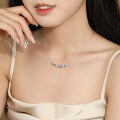 wholesale S925 Sterling Silver Rainbow Zircon Necklace, Women's Dopamine Design, Luxury Small Batch, Personality Collarbone Chain-0-3