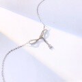 wholesale Pure silver Korean-style fashion ribbon bow necklace for women, small and unique design, high-end and versatile, elegant square sugar collarbone chain-0-1