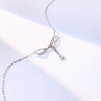 wholesale Pure silver Korean-style fashion ribbon bow necklace for women, small and unique design, high-end and versatile, elegant square sugar collarbone chain-TL012320-Silver>925 Silver