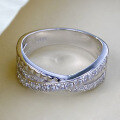 wholesale S925 Silver Korean-style New Moebius Design Row of Zircon Inlaid Fashion Ring-0-2