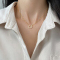 wholesale S925 Sterling Silver Fresh and Sweet Ins Style Niche Design Personalized Minimalist Diamond-Encrusted Circle Necklace Y01852-0-1