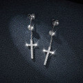 wholesale 925 Silver Amazon Best Seller 30mm Bubble Cross D Color VVS Moissanite Stud Earrings Unisex-0-3