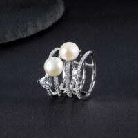 wholesale S925 Sterling Silver Natural Freshwater Pearl Ring Fashionable and Unique Light Luxury High-End Gemstone Set Ring-Natural Freshwater Pearl Ring US Size 5