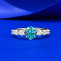 wholesale S925 silver jewelry 5*7mm Paraiba small fresh fashion ring for spring and summer seasons-0-5