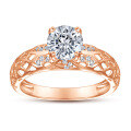 wholesale S925 silver rose gold plated vintage openwork zirconia ring for women, non-fading,-0-1