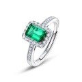wholesale S925 Sterling Silver Cross-Border New Style Cultivated Emerald Vintage Light Luxury Ring for Women, High-End Factory Wholesale-0-4