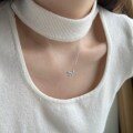 wholesale S925 Sterling Silver Cross-Border New Set of Women's Diamond-Encrusted Bow Necklace and Earrings with Exquisite and Stylish Design-0-1