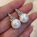 wholesale S925 silver jewelry new 10mm pearl earrings for women, French-style luxurious elegant design, cross-border live streaming-0-0