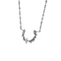 wholesale Sterling Silver New Horseshoe Necklace for Women with Diamond Inlay, Trendy and Versatile, Niche and High-End-0-4