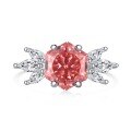 wholesale S925 Sterling Silver Cross-Border Women's Ring with 8A Ice Flower Zircon, Sparkling Pink Geometric High-Carbon Diamond, Fresh and Sweet Girly Style-0-5