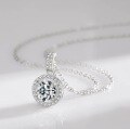 wholesale S925 Silver Maker Classic Round Pendant with Four-Prong Diamond Setting, Fashionable and Luxurious Niche Design, Versatile Necklace Jewelry-0-3