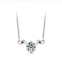 925 Silver Zodiac Pendant with 1-Carat Moissanite Necklace for Women-Aries + Box Necklace  1 Carat (Eight Hearts and Eight Arrows Zirconia)