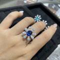 925 Silver 2025 Autumn Winter New 2ct Color Gemstone Flower Ring for Women-0-4