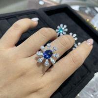 925 Silver 2025 Autumn Winter New 2ct Color Gemstone Flower Ring for Women-Cultured Sapphire Ring  US Size 6