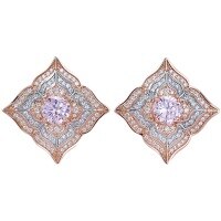 wholesale S925 Sterling Silver New 1 Carat 6mm Pink Diamond-E398 Pink Diamond 925 Silver