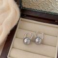 wholesale 925 Sterling Silver Swarovski High-Quality Gray Pearl Earrings for Women, Korean Ins New Style, Elegant and Versatile Internet Celebrity Earrings-0-1