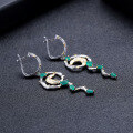 wholesale S925 Sterling Silver Secret Garden Designer Green Agate Earrings, Natural Style with Genuine Colored Gemstone Ear Drops-0-3