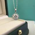 wholesale 925 Sterling Silver Light Luxury Niche Moissanite Sunflower Pendant Necklace for Women, Advanced and Versatile Snowflake Collarbone Chain Jewelry-0-3