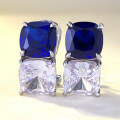 wholesale S925 Sterling Silver New 4-Carat Blue White Zircon Ear Studs Fashion Women's Style-0-0