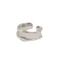 wholesale 925 Sterling Silver Korean Version Ins Silver Ring with Small and Unique Design, Wave Pattern, Brushed Finish, Open Adjustable Ring for Women-0-4