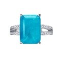 wholesale S925 Silver New ZHUOZHFAN Jewelry 10*14 Rectangular Paraiba Color RingIns Style Ring-0-4