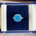 wholesale 925 Sterling Silver 10X10mm 5ct Aquamarine Radiant Cut Ice Flower Cut Ring for Women-0-0