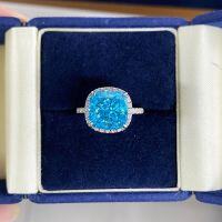 wholesale 925 Sterling Silver 10X10mm 5ct Aquamarine Radiant Cut Ice Flower Cut Ring for Women-Pink Diamond-CBJZ108 8