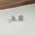 wholesale S925 Sterling Silver Fashion Four-Leaf Clover Petal Ear Studs with Inlaid Diamond, Luxe and Advanced Sense Lucky Earrings-0-3