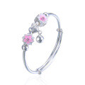 wholesale S990 Silver Korean Fashion Cross-Border New Accessories Women's Bracelet Simple and Stylish Solid Silver Floral Bangle Jewelry-0-4