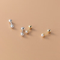 wholesale S925 Sterling Silver Mini Beaded Spiral Stud Earrings, Japanese-style Girly Elegant Accessories G9798-S925 silver pair silver>925 silver