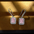 wholesale 925 Silver New 15ct Rectangle Ice-Cut Earrings with High-Carbon Diamond Ear Hook Jewelry-0-1