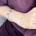 wholesale Metal material, Zhuo Zhifan Jewelry new live broadcast bestseller pink diamond 7*9 full diamond bracelet fashionable temperament wealthy woman style-0-1