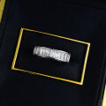 wholesale S925 silver princess square-set full diamond ring, trendy brand unisex matching ring set-0-2