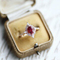 wholesale 925 Silver Gold-Plated Geometric Ring for Women with Natural Garnet and Zirconia, Minimalist and Elegant-0-0