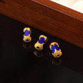 wholesale Gold-plated S925 ancient silver fittings set with natural lapis lazuli rectangular barrel beads and spacer beads for DIY jewelry accessories-0-1