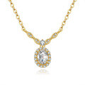 S925 Silver Women's Cross-Border New Moissanite Necklace, Simple Pendant-0-3
