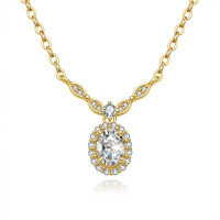 S925 Silver Women's Cross-Border New Moissanite Necklace, Simple Pendant-Set with 1CT high-carbon diamonds  925 silver