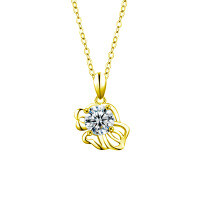 S925 Sterling Silver Moissanite Zodiac Necklace for Women-Leo (July 23 - August 22) (Gold)  1-carat moissanite