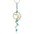 wholesale S925 Sterling Silver Secret Garden High-End Pendant, Natural Style Designer Necklace with Green Agate Inlay-0-0
